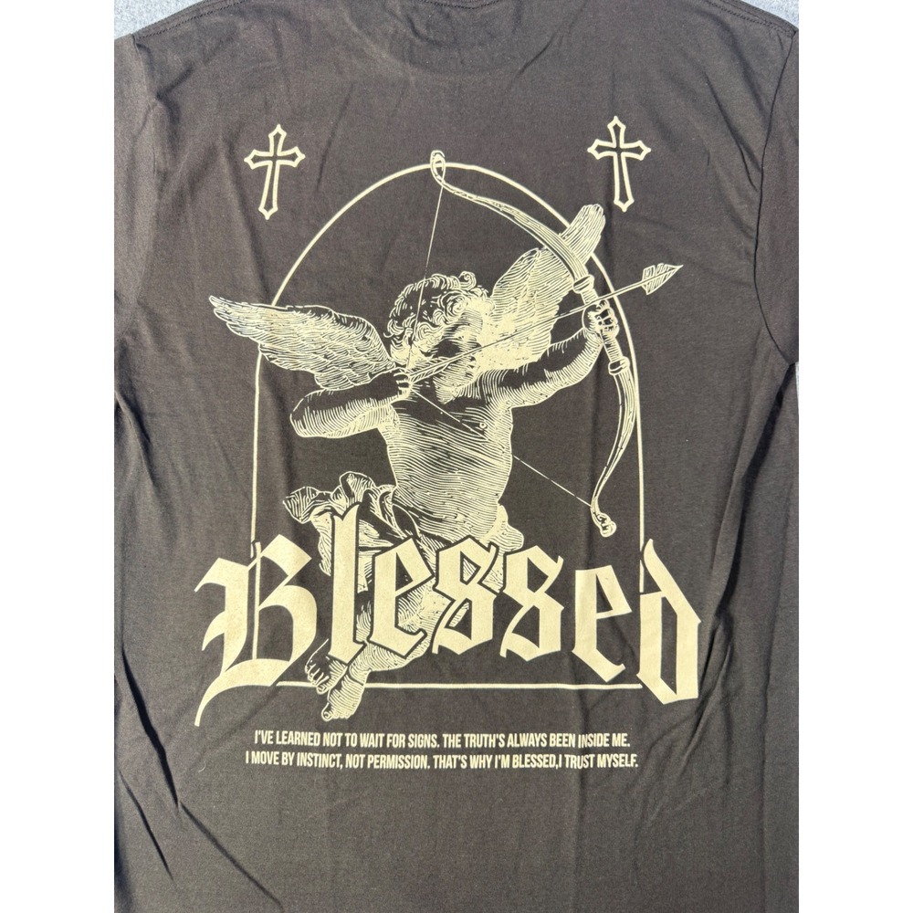On The Low OTL Blessed Cherub Graphic T-Shirt Brown Mens Medium